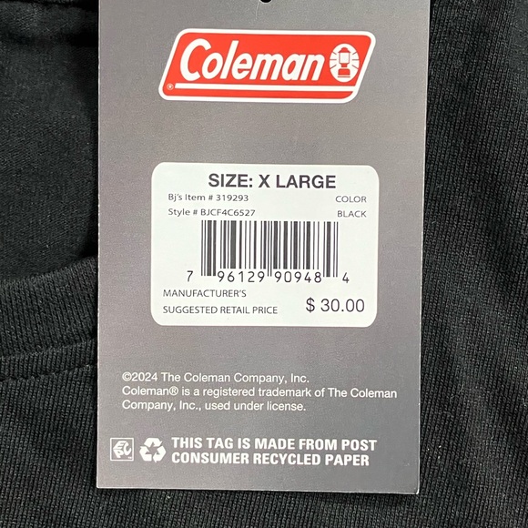 Coleman Pocket Tee T Shirt Mens XL Black Short Sleeve Branded Pckt - Picture 5 of 6